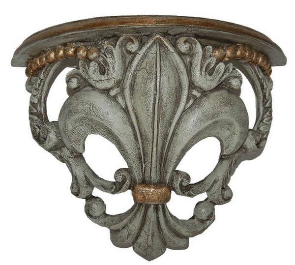 Fleur De Lis wall bracket shelf - made in the USA - Choose your color